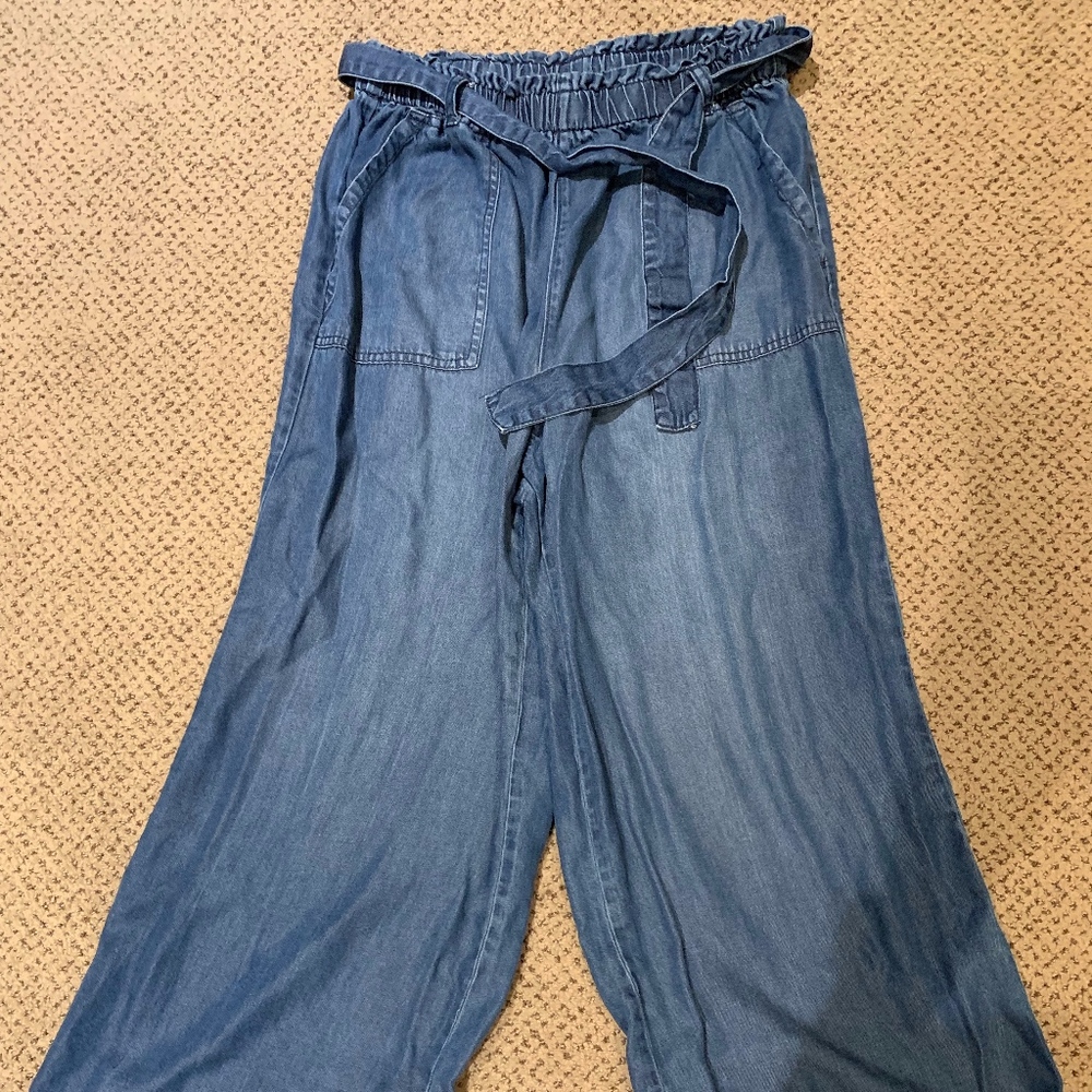 Denim Wide Leg Palazzo Pants